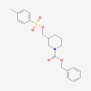 molecular formula C21H25NO5S B186608 3-(Toluene-4-sulfonyloxymethyl)-piperidine-1-carboxylic acid benzyl ester CAS No. 160586-69-6
