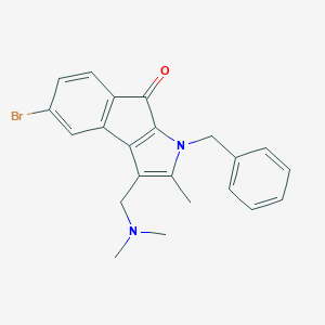 B186903 Indeno(2,1-b)pyrrol-8(1H)-one, 5-bromo-3-((dimethylamino)methyl)-2-methyl-1-(phenylmethyl)- CAS No. 126581-74-6