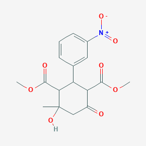 B187140 Dimethyl 4-hydroxy-4-methyl-2-(3-nitrophenyl)-6-oxocyclohexane-1,3-dicarboxylate CAS No. 5791-86-6