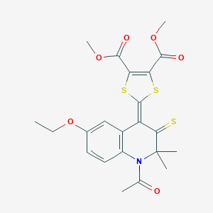 molecular formula C22H23NO6S3 B187219 Dimethyl 2-(1-acetyl-6-ethoxy-2,2-dimethyl-3-sulfanylidenequinolin-4-ylidene)-1,3-dithiole-4,5-dicarboxylate CAS No. 5228-56-8