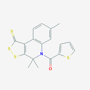 B187245 Thiophen-2-yl-(4,4,7-trimethyl-1-sulfanylidenedithiolo[3,4-c]quinolin-5-yl)methanone CAS No. 4595-67-9