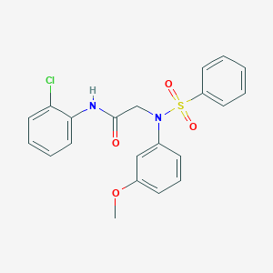 molecular formula C21H19ClN2O4S B187302 2-[N-(benzenesulfonyl)-3-methoxyanilino]-N-(2-chlorophenyl)acetamide CAS No. 6194-60-1