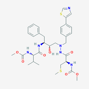 B187334 methyl N-[(2R)-1-[2-[(2S,3S)-2-hydroxy-3-[[(2S)-2-(methoxycarbonylamino)-3-methylbutanoyl]amino]-4-phenylbutyl]-2-[[4-(1,3-thiazol-5-yl)phenyl]methyl]hydrazinyl]-3-methylsulfanyl-1-oxopropan-2-yl]carbamate CAS No. 198903-95-6