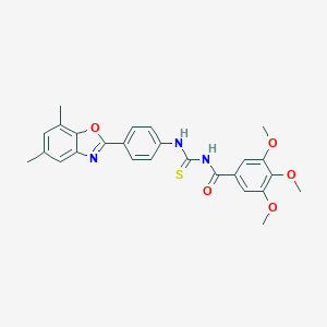 molecular formula C26H25N3O5S B187348 N-{[4-(5,7-dimethyl-1,3-benzoxazol-2-yl)phenyl]carbamothioyl}-3,4,5-trimethoxybenzamide CAS No. 6389-09-9