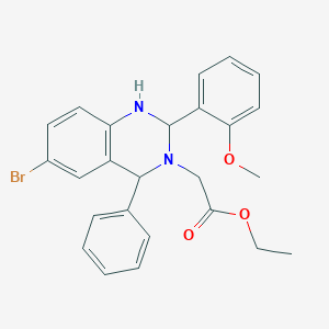 molecular formula C25H25BrN2O3 B187354 ethyl 2-[6-bromo-2-(2-methoxyphenyl)-4-phenyl-2,4-dihydro-1H-quinazolin-3-yl]acetate CAS No. 5861-51-8