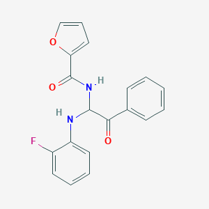 molecular formula C19H15FN2O3 B187547 N-[1-[(2-Fluorophenyl)amino]-2-oxo-2-phenyl-ethyl]furan-2-carboxamide CAS No. 5535-11-5