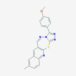 B187790 1,2,4-Triazolo(3',4':2,3)(1,3,4)thiadiazepino(7,6-b)quinoline, 3-(4-methoxyphenyl)-9-methyl- CAS No. 136633-15-3