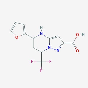 B187842 5-Furan-2-yl-7-trifluoromethyl-4,5,6,7-tetrahydro-pyrazolo[1,5-a]pyrimidine-2-carboxylic acid CAS No. 381175-08-2