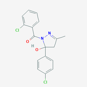B187878 (2-chlorophenyl)-[5-(4-chlorophenyl)-5-hydroxy-3-methyl-4H-pyrazol-1-yl]methanone CAS No. 5942-89-2