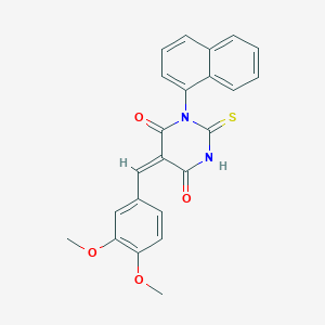 B187887 (5E)-5-[(3,4-dimethoxyphenyl)methylidene]-1-naphthalen-1-yl-2-sulfanylidene-1,3-diazinane-4,6-dione CAS No. 6043-90-9