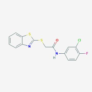 B187907 2-(1,3-benzothiazol-2-ylsulfanyl)-N-(3-chloro-4-fluorophenyl)acetamide CAS No. 5363-47-3