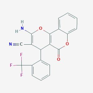 molecular formula C20H11F3N2O3 B187936 2-amino-5-oxo-4-[2-(trifluoromethyl)phenyl]-4H,5H-pyrano[3,2-c]chromene-3-carbonitrile CAS No. 5282-92-8