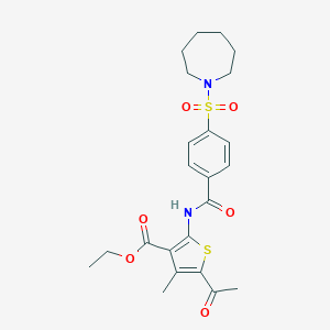 molecular formula C23H28N2O6S2 B188200 Ethyl 5-acetyl-2-[4-(azepane-1-sulfonyl)benzamido]-4-methylthiophene-3-carboxylate CAS No. 6240-74-0
