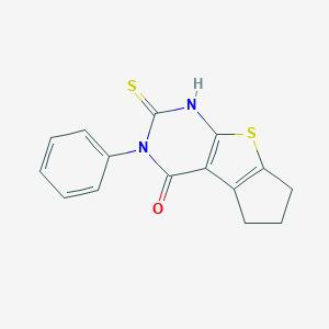 molecular formula C15H12N2OS2 B188333 2-巯基-3-苯基-3,5,6,7-四氢-4H-环戊[4,5]噻吩并[2,3-d]嘧啶-4-酮 CAS No. 300557-77-1