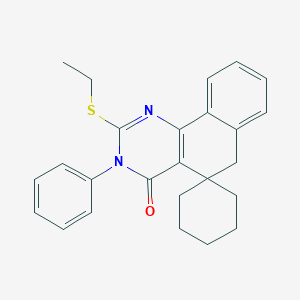 molecular formula C25H26N2OS B188435 Spiro(benzo(h)quinazoline-5(3H),1'-cyclohexan)-4(6H)-one, 2-(ethylthio)-3-phenyl- CAS No. 172984-40-6
