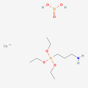 molecular formula C9H25CaNO6Si2 B018856 1-Propanamine, 3-(triethoxysilyl)-, reaction products with wollastonite (Ca(SiO3)) CAS No. 100402-75-3