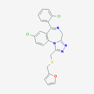 molecular formula C22H16Cl2N4OS B188611 4H-(1,2,4)Triazolo(4,3-a)(1,4)benzodiazepine, 8-chloro-6-(2-chlorophenyl)-1-(((2-furanylmethyl)thio)methyl)- CAS No. 85677-76-5
