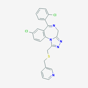 molecular formula C23H17Cl2N5S B188614 4H-(1,2,4)Triazolo(4,3-a)(1,4)benzodiazepine, 8-chloro-6-(2-chlorophenyl)-1-(((3-pyridinylmethyl)thio)methyl)- CAS No. 85677-84-5