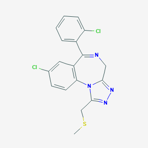 molecular formula C18H14Cl2N4S B188622 4H-(1,2,4)Triazolo(4,3-a)(1,4)benzodiazepine, 8-chloro-6-(2-chlorophenyl)-1-((methylthio)methyl)- CAS No. 85677-79-8