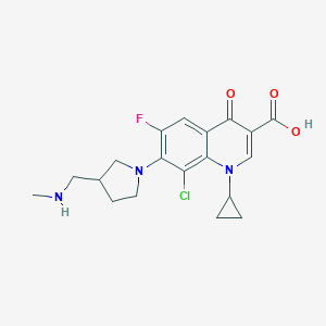 B188720 8-Chloro-1-cyclopropyl-6-fluoro-7-[3-(methylaminomethyl)pyrrolidin-1-yl]-4-oxoquinoline-3-carboxylic acid CAS No. 104455-87-0