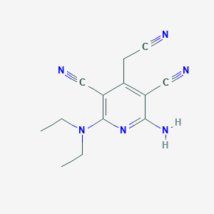 molecular formula C13H14N6 B188749 3,5-Pyridinedicarbonitrile, 2-amino-4-(cyanomethyl)-6-(diethylamino)- CAS No. 380638-39-1