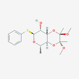 molecular formula C18H26O6S B018896 （2R、3R、4aS、5S、7S、8R、8aS）-2,3-二甲氧基-2,3,5-三甲基-7-苯硫基-5,7,8,8a-四氢-4aH-吡喃并[3,4-b] [1,4]二氧杂环-8-醇 CAS No. 202824-32-6