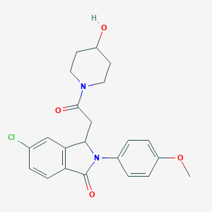 molecular formula C22H23ClN2O4 B019169 1-((6-Chloro-2,3-dihydro-2-(4-methoxyphenyl)-3-oxo-1H-isoindol-1-yl)acetyl)-4-piperidinol CAS No. 103255-64-7