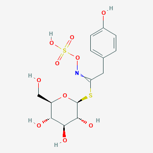molecular formula C16H24NO5·C14H18NO10S2 B192387 [(2S,3R,4S,5S,6R)-3,4,5-三羟基-6-(羟甲基)氧杂环-2-基] 2-(4-羟基苯基)-N-磺酰氧基乙酰胺硫代酸酯 CAS No. 20196-67-2
