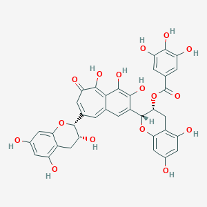 molecular formula C36H28O16 B192531 [(2R,3R)-5,7-二羟基-2-[3,4,5-三羟基-6-氧代-8-[(2R,3R)-3,5,7-三羟基-3,4-二氢-2H-色满-2-基]苯并[7]环庚烯-2-基]-3,4-二氢-2H-色满-3-基] 3,4,5-三羟基苯甲酸酯 CAS No. 28543-07-9
