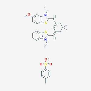 molecular formula C36H40N2O4S3 B019323 3-Ethyl-2-({3-[(3-ethyl-5-methoxy-1,3-benzothiazol-2(3H)-ylidene)methyl]-5,5-dimethylcyclohex-2-en-1-ylidene}methyl)-1,3-benzothiazol-3-ium 4-methylbenzene-1-sulfonate CAS No. 104434-09-5
