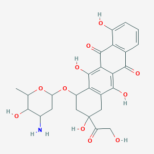 B193377 7-(4-amino-5-hydroxy-6-methyloxan-2-yl)oxy-4,6,9,11-tetrahydroxy-9-(2-hydroxyacetyl)-8,10-dihydro-7H-tetracene-5,12-dione CAS No. 69401-50-9