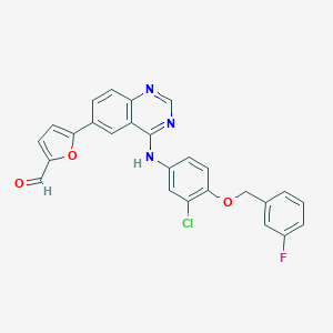 molecular formula C26H17ClFN3O3 B193486 5-(4-((3-氯-4-((3-氟苄基)氧基)苯基)氨基)喹唑啉-6-基)呋喃-2-甲醛 CAS No. 231278-84-5