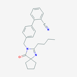 molecular formula C25H27N3O B195246 4'-((2-Butyl-4-oxo-1,3-diazaspiro[4.4]non-1-en-3-yl)methyl)-[1,1'-biphenyl]-2-carbonitrile CAS No. 138401-24-8