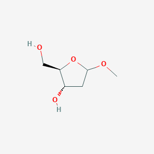 molecular formula C6H12O4 B019945 (2R,3S)-2-(Hydroxymethyl)-5-methoxytetrahydrofuran-3-ol CAS No. 60134-26-1