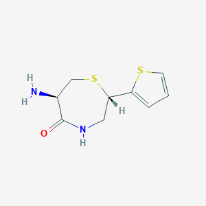 molecular formula C9H12N2OS2 B020429 (2S,6R)-6-amino-2-(2-thienyl)-1,4-thiazepan-5-one CAS No. 110221-26-6