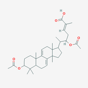 molecular formula C34H50O6 B020645 (E)-5-乙酰氧基-6-(3-乙酰氧基-4,4,10,13,14-五甲基-2,3,5,6,12,15,16,17-八氢-1H-环戊[a]菲并蒽-17-基)-2-甲基庚-2-烯酸 CAS No. 103963-39-9