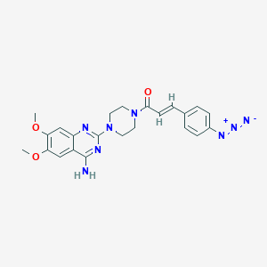 molecular formula C23H24N8O3 B020997 (E)-1-[4-(4-amino-6,7-dimethoxyquinazolin-2-yl)piperazin-1-yl]-3-(4-azidophenyl)prop-2-en-1-one CAS No. 102714-70-5