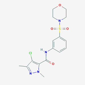 molecular formula C16H19ClN4O4S B213500 4-chloro-1,3-dimethyl-N-[3-(4-morpholinylsulfonyl)phenyl]-1H-pyrazole-5-carboxamide 
