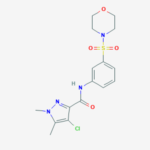 molecular formula C16H19ClN4O4S B213501 4-chloro-1,5-dimethyl-N-[3-(4-morpholinylsulfonyl)phenyl]-1H-pyrazole-3-carboxamide 