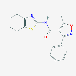 molecular formula C18H17N3O2S B213510 5-methyl-3-phenyl-N-(4,5,6,7-tetrahydro-1,3-benzothiazol-2-yl)-1,2-oxazole-4-carboxamide 