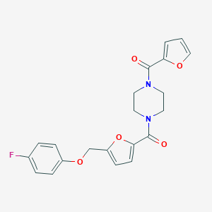 molecular formula C21H19FN2O5 B213521 1-{5-[(4-Fluorophenoxy)methyl]-2-furoyl}-4-(2-furoyl)piperazine 