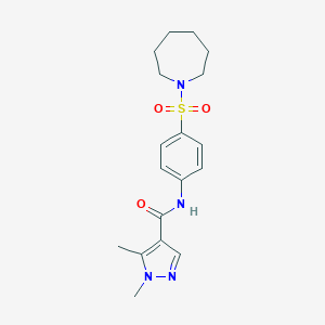molecular formula C18H24N4O3S B213524 N-[4-(1-azepanylsulfonyl)phenyl]-1,5-dimethyl-1H-pyrazole-4-carboxamide 