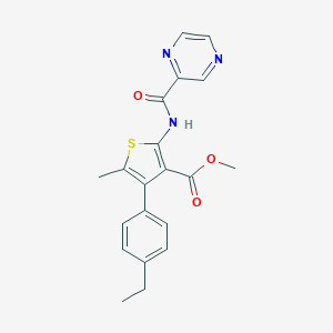 molecular formula C20H19N3O3S B213526 Methyl 4-(4-ethylphenyl)-5-methyl-2-[(2-pyrazinylcarbonyl)amino]-3-thiophenecarboxylate 