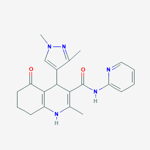 molecular formula C21H23N5O2 B213530 4-(1,3-dimethyl-1H-pyrazol-4-yl)-2-methyl-5-oxo-N-(2-pyridinyl)-1,4,5,6,7,8-hexahydro-3-quinolinecarboxamide 