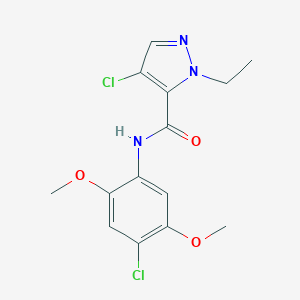 molecular formula C14H15Cl2N3O3 B213532 4-chloro-N-(4-chloro-2,5-dimethoxyphenyl)-1-ethyl-1H-pyrazole-5-carboxamide 