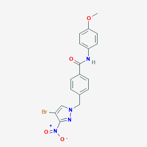 molecular formula C18H15BrN4O4 B213533 4-({4-bromo-3-nitro-1H-pyrazol-1-yl}methyl)-N-(4-methoxyphenyl)benzamide 