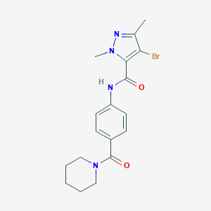 molecular formula C18H21BrN4O2 B213537 4-bromo-1,3-dimethyl-N-[4-(1-piperidinylcarbonyl)phenyl]-1H-pyrazole-5-carboxamide 