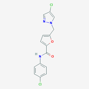 molecular formula C15H11Cl2N3O2 B213541 N-(4-chlorophenyl)-5-[(4-chloro-1H-pyrazol-1-yl)methyl]-2-furamide 