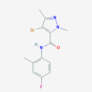 molecular formula C13H13BrFN3O B213542 4-bromo-N-(4-fluoro-2-methylphenyl)-1,3-dimethyl-1H-pyrazole-5-carboxamide 