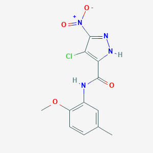 molecular formula C12H11ClN4O4 B213543 4-chloro-N-(2-methoxy-5-methylphenyl)-3-nitro-1H-pyrazole-5-carboxamide 